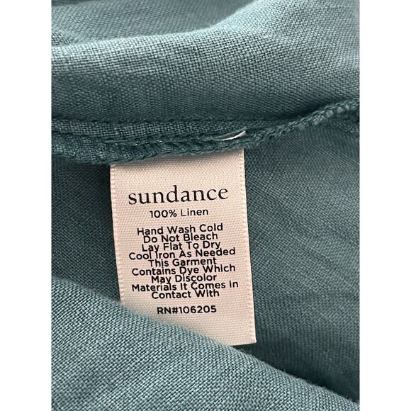NWT Sundance 100% Linen Dress Teal Turquoise XS Dawn To Dusk Popover Pockets - Picture 5 of 10